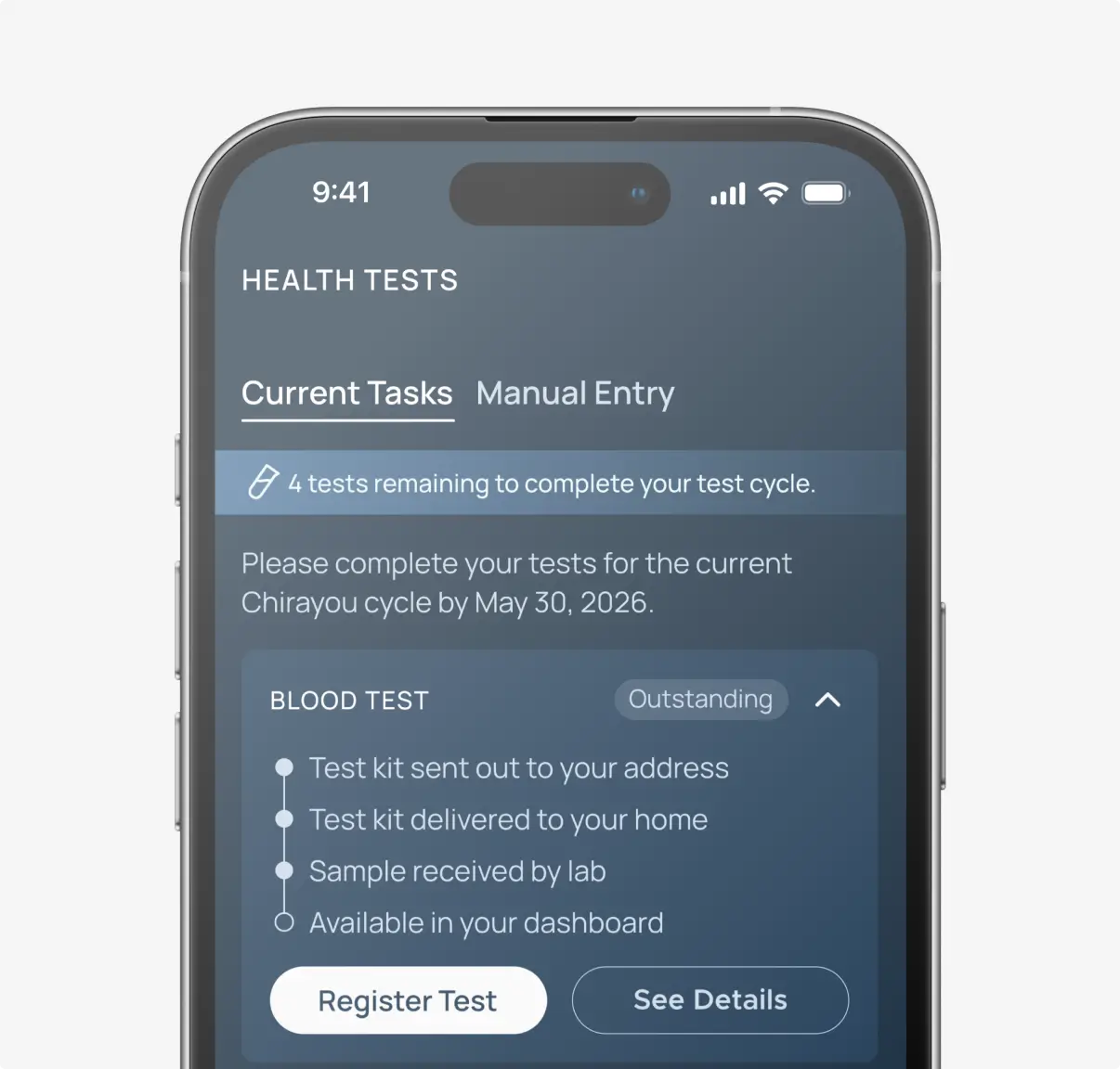 Health progress tracking dashboard showing biomarker improvements